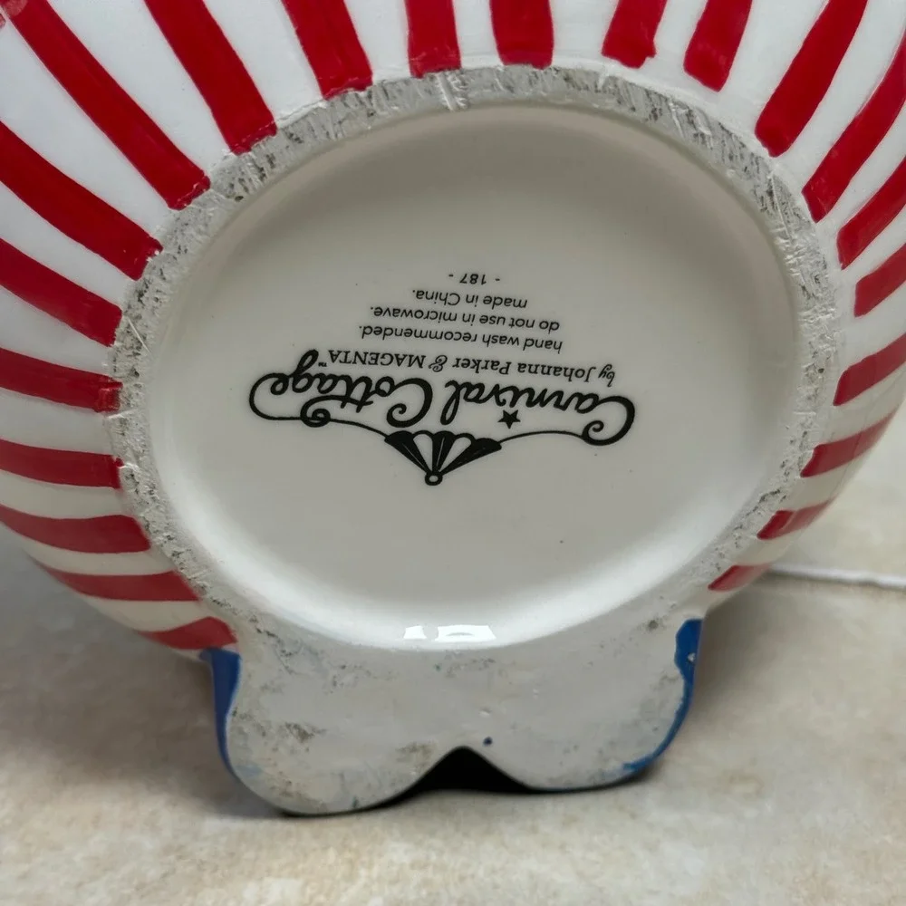 Johanna Parker Carnival Cottage Uncle Sam Cookie Jar Red White Blue Patriotic